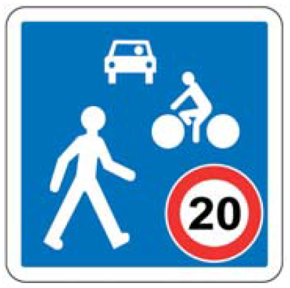 panneau routier zone de rencontre multi véhicules/piétons - Amos-Signalisation