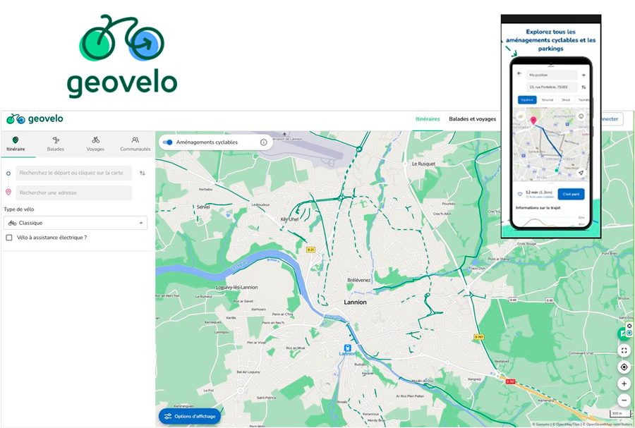 Illustration de l'application Geovelo